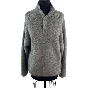 SKIMS Gray Sweatshirt Fuzzy Sherpa Collared Snap-Button Size S/M Small/Medium